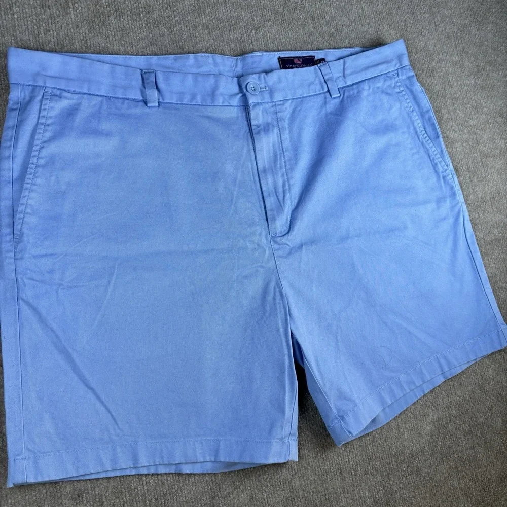 Vineyard Vines Mens 42 Blue Chino Shorts Cotton Stretch Flat Front Casual